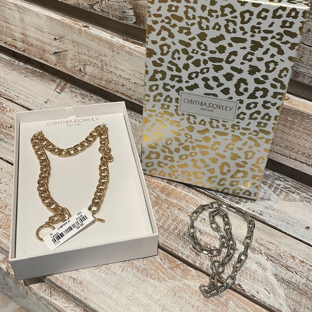 3/$20 Cynthia Rowley Rose Gold & Silver Thick Chain Choker Necklaces